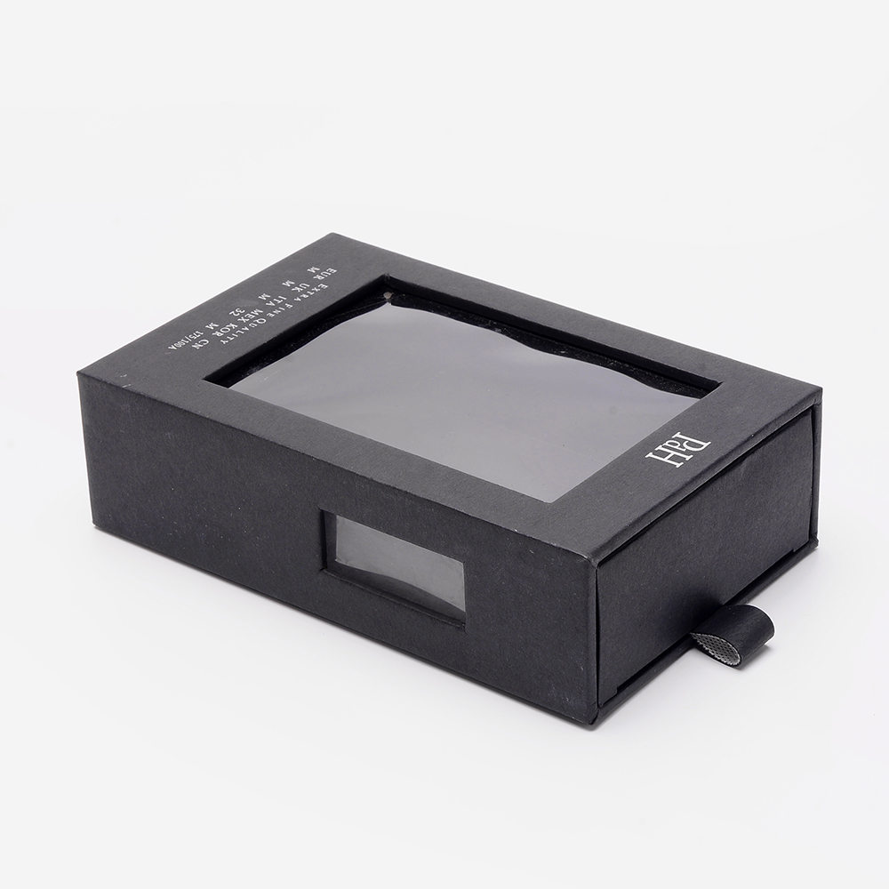 Handmade paper packaging boxes with PET window