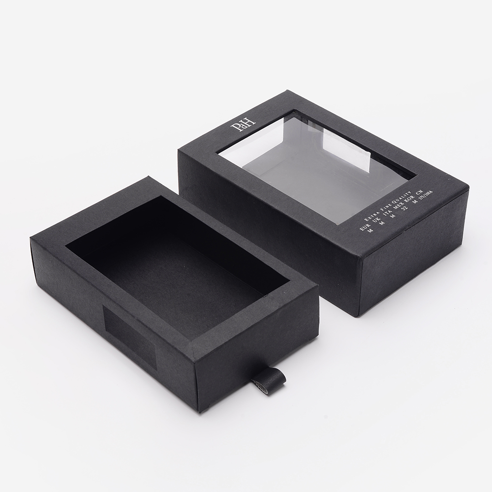Handmade paper packaging boxes with PET window