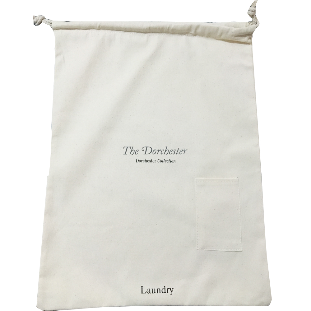 Custom 100% Cotton Drawstring Laundry Bag for Hotels