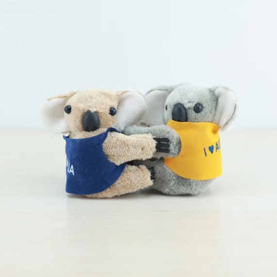 Custom Logo Plush Koala Animal Clip Doll With Printed T-shirt