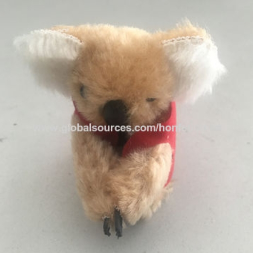 Custom Printed Slogan Plush Koala Clip Doll With Red Felt T-shirt