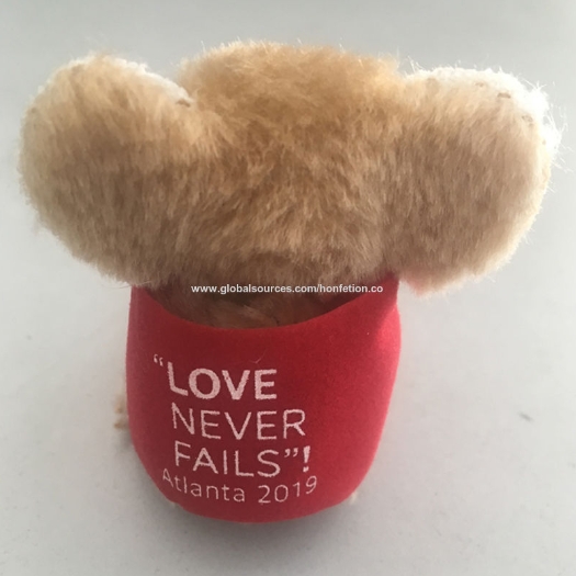 Custom Printed Slogan Plush Koala Clip Doll With Red Felt T-shirt