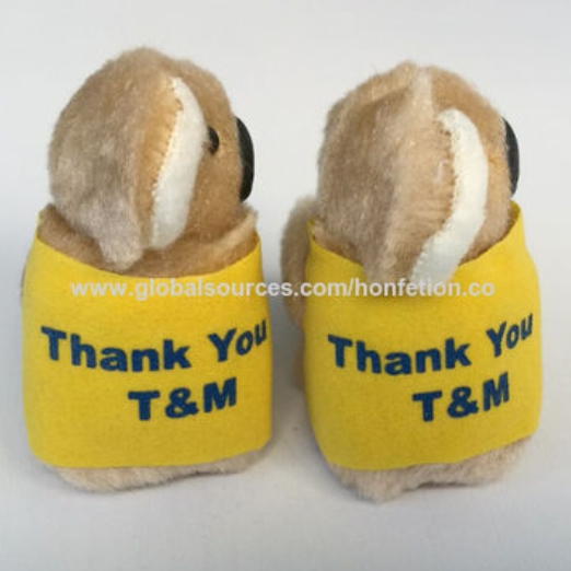 Custom University Logo Grey Plush Koala Clip Doll With Printed Yellow Tee