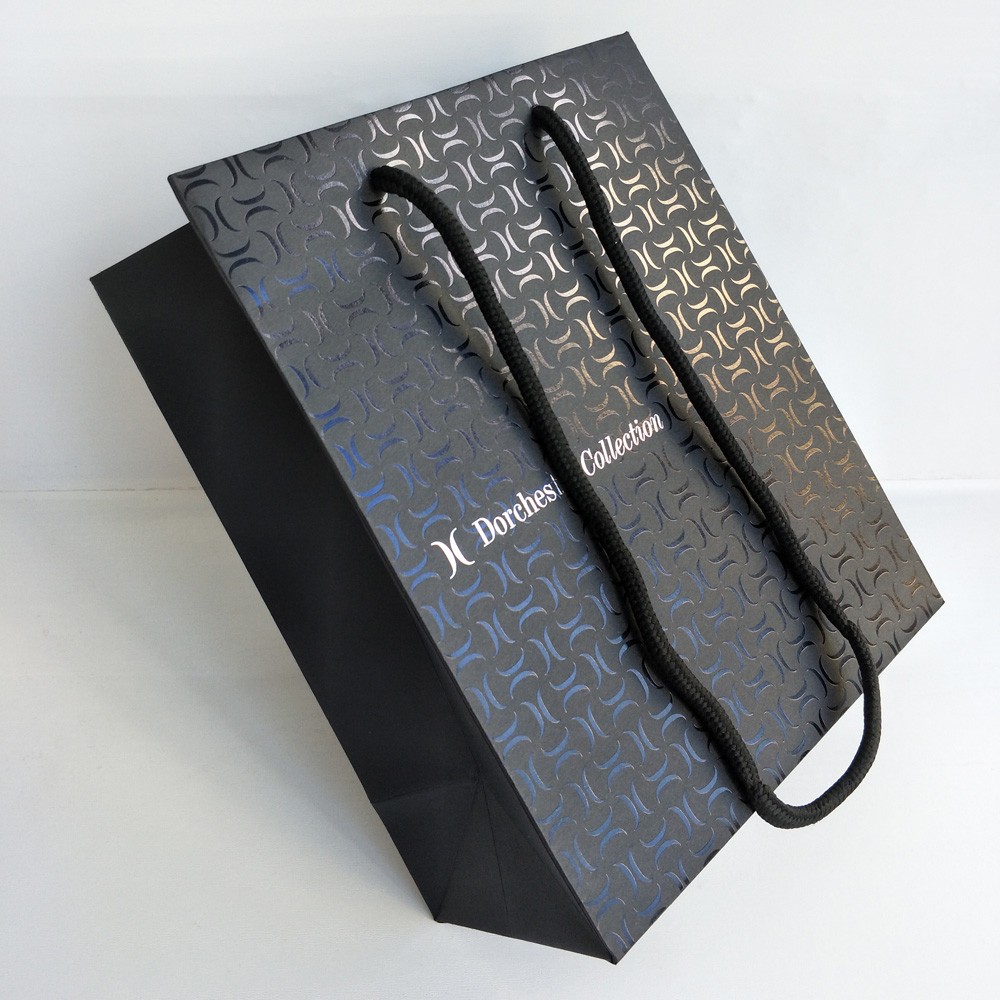 Black Branded Hotel Paper Gift Bags