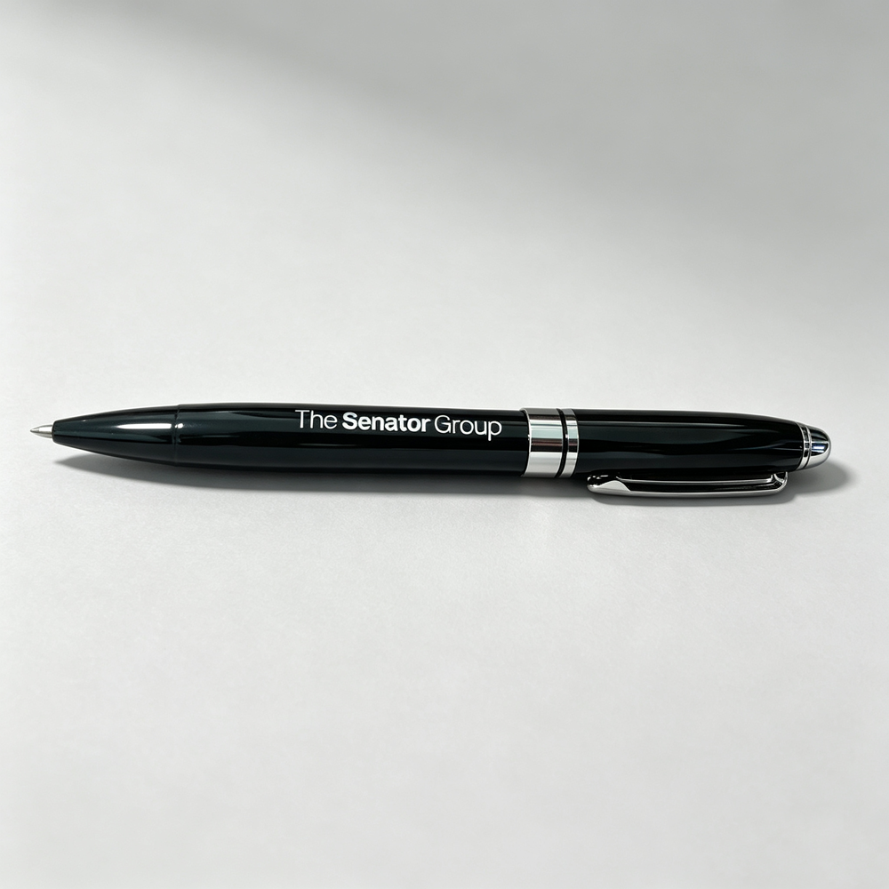 Custom Printed Logo Black Metal Ballpoint Pen for Resort & Hotel Promotional Souvenirs